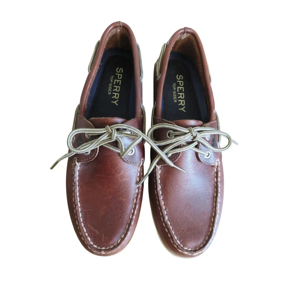 Sperry Top-Sider Mens Brown Leather Boat Shoes STS15003 Moc Toe Size 9.5M